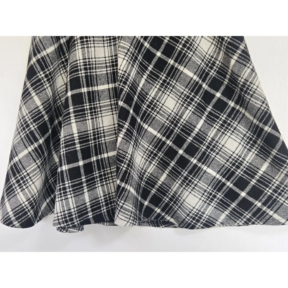 Allegra K Skirt Womens S Midi Black White Plaid Preppy Academia Grunge NWT - Picture 4 of 9